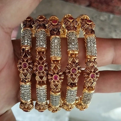 Luxury GangaJamni Gold Plated Bangle Set