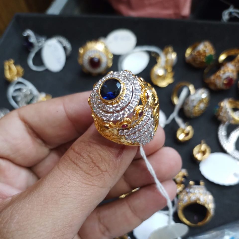 925 Sterling Silver Luxury Big Gold Plated Ring1