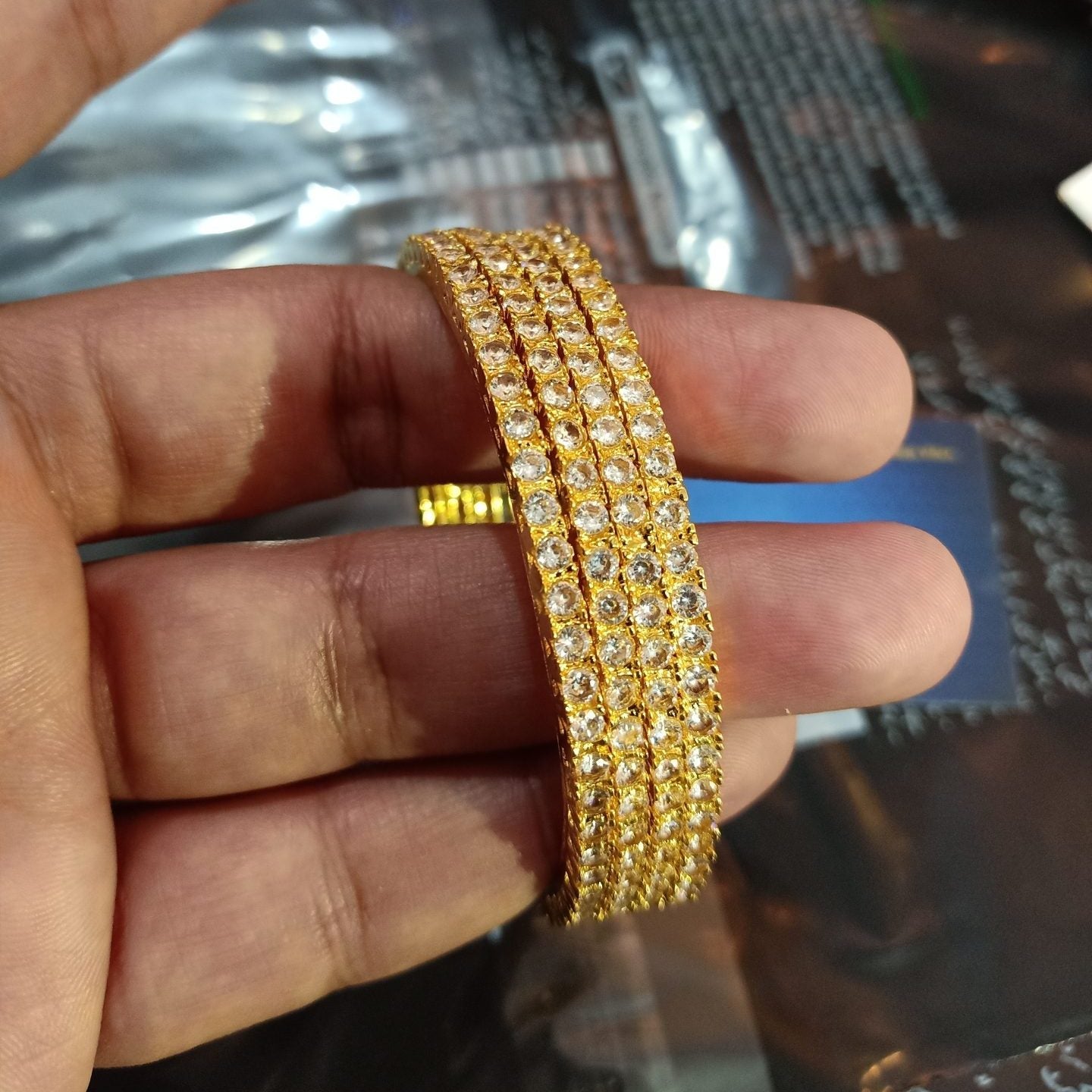 Royal Luxury Zircon Gold Plated 4 pc Bangles