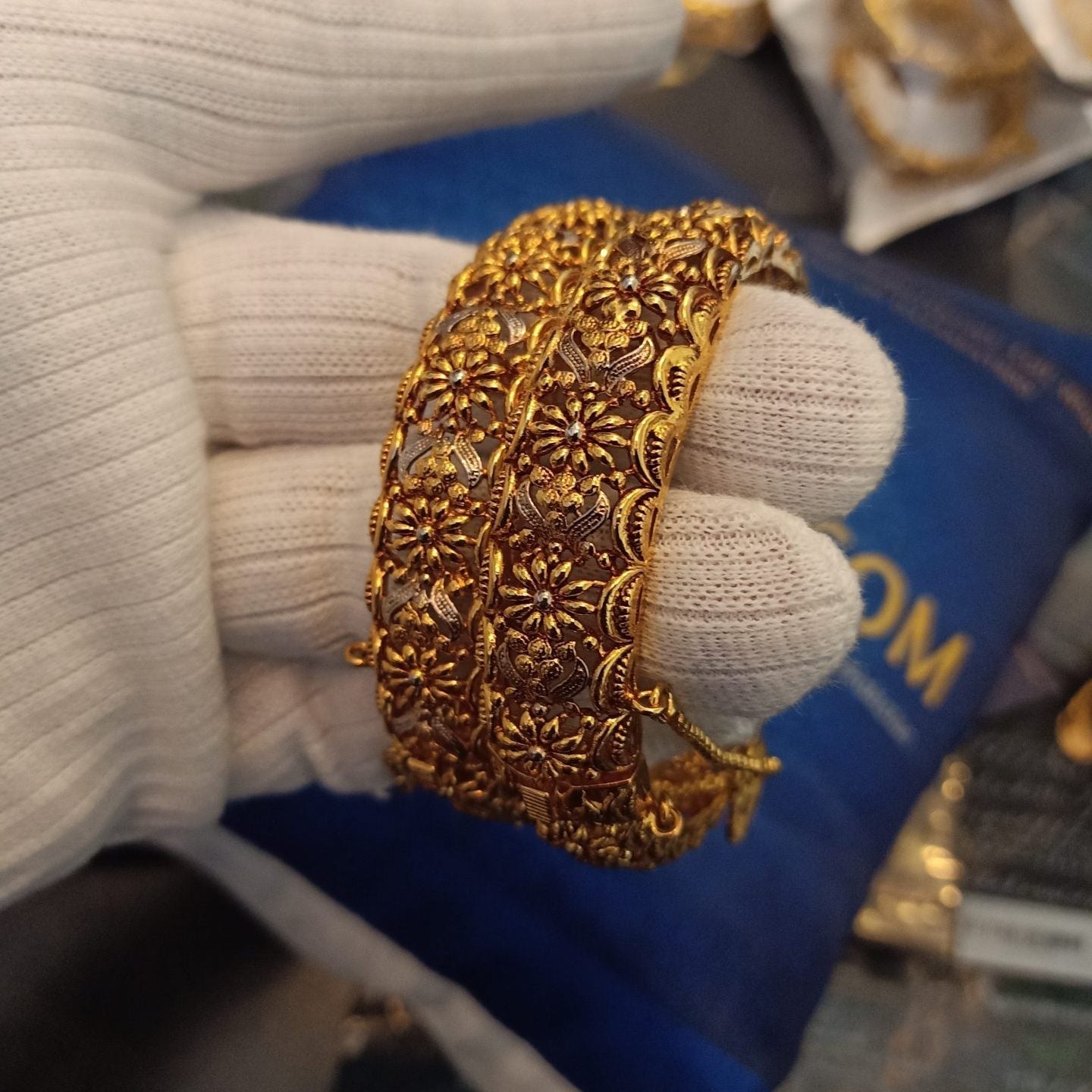 Royal Luxury Gold Plated Rhodium Bangle Pair
