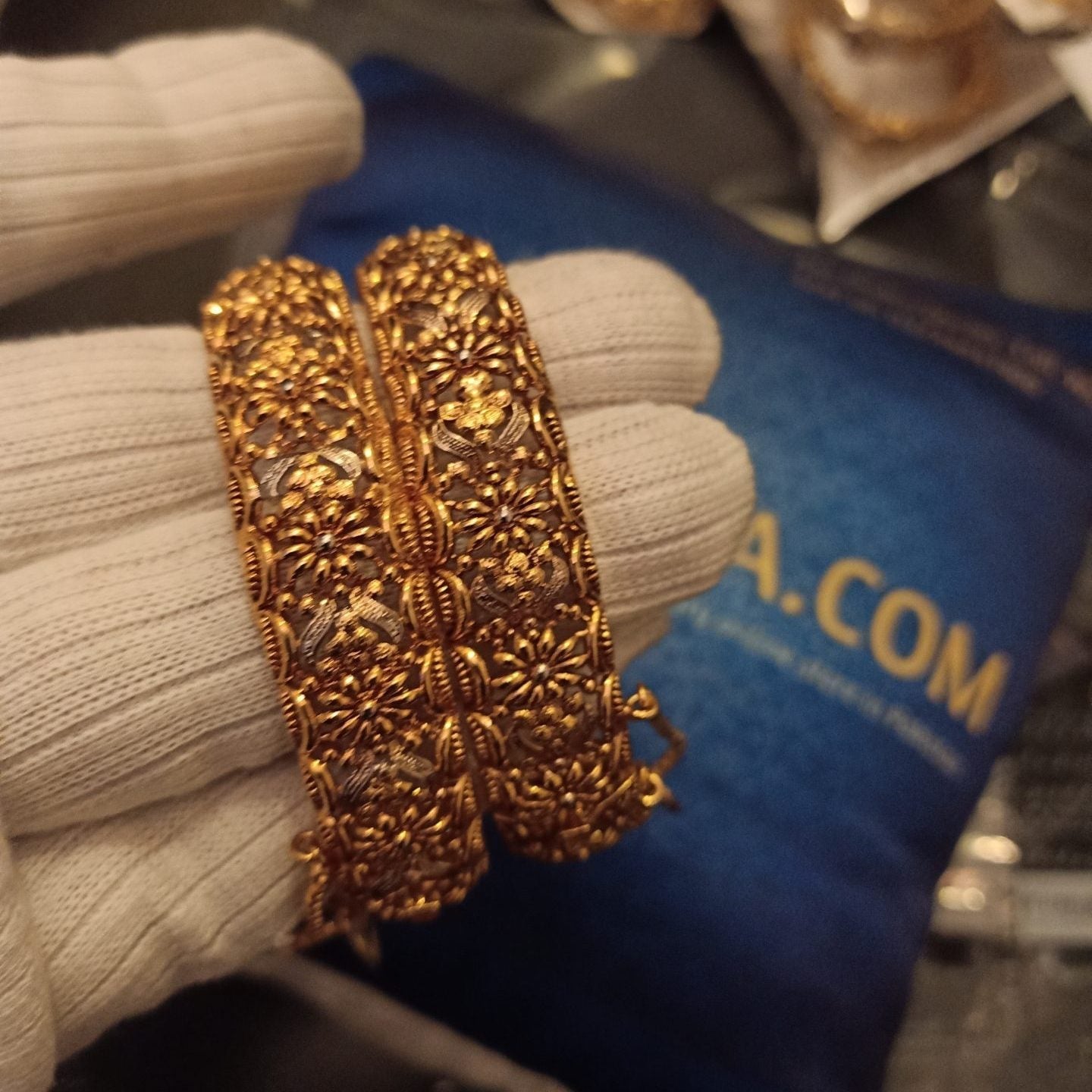 Royal Luxury Gold Plated Rhodium Bangle Pair