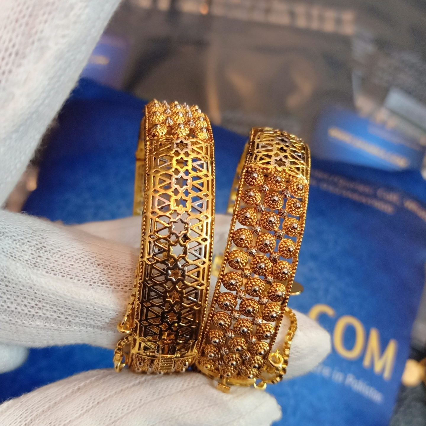 Luxury Class Gold Plated Mix Bangle Pair