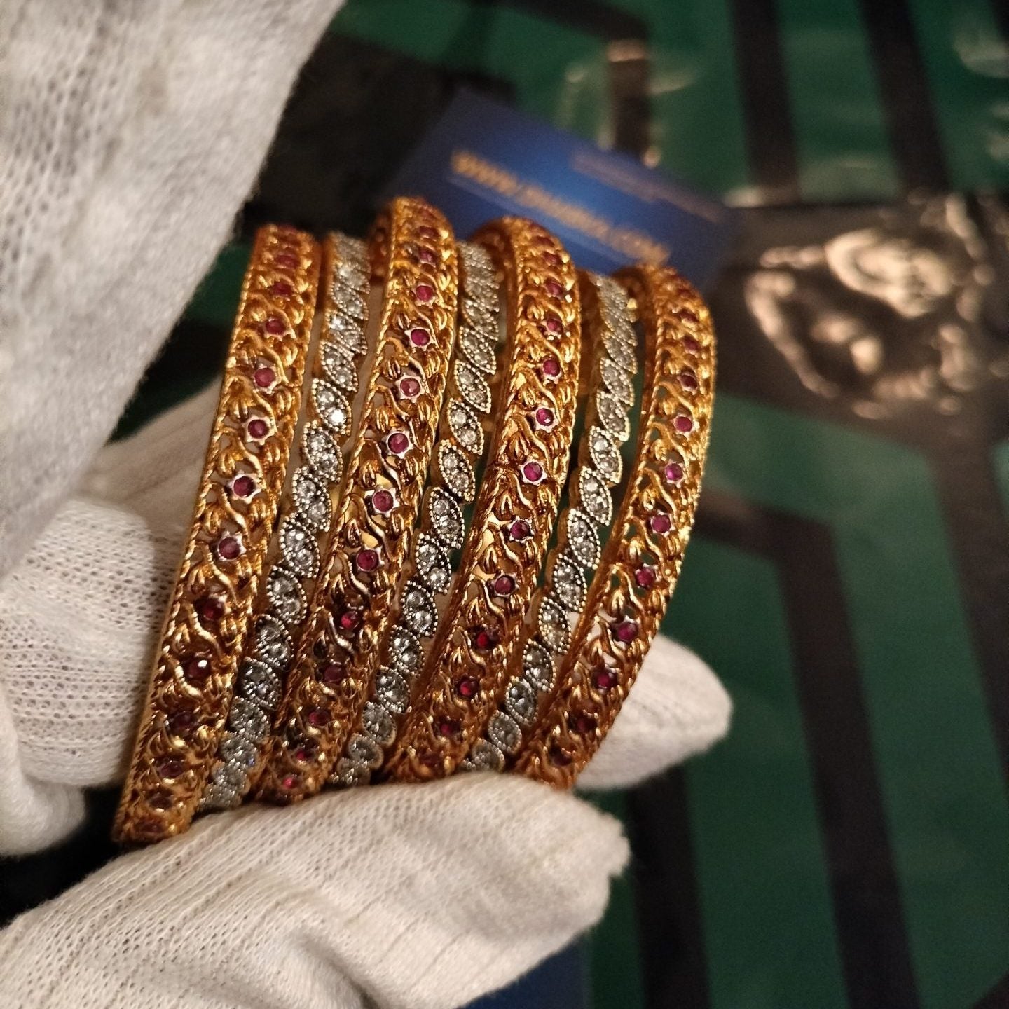 Luxury Designer Gold Plated Rhodium Plated 7 Pc Bangle Set