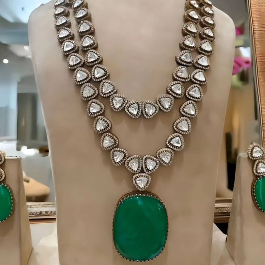 Ac Kundan with Big Doublet Stone and American Diamond Luxury Class branded jewelry set