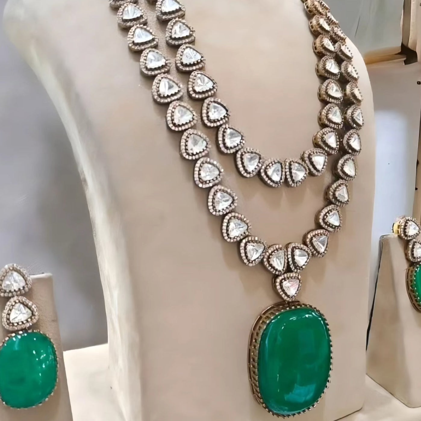 Ac Kundan with Big Doublet Stone and American Diamond Luxury Class branded jewelry set
