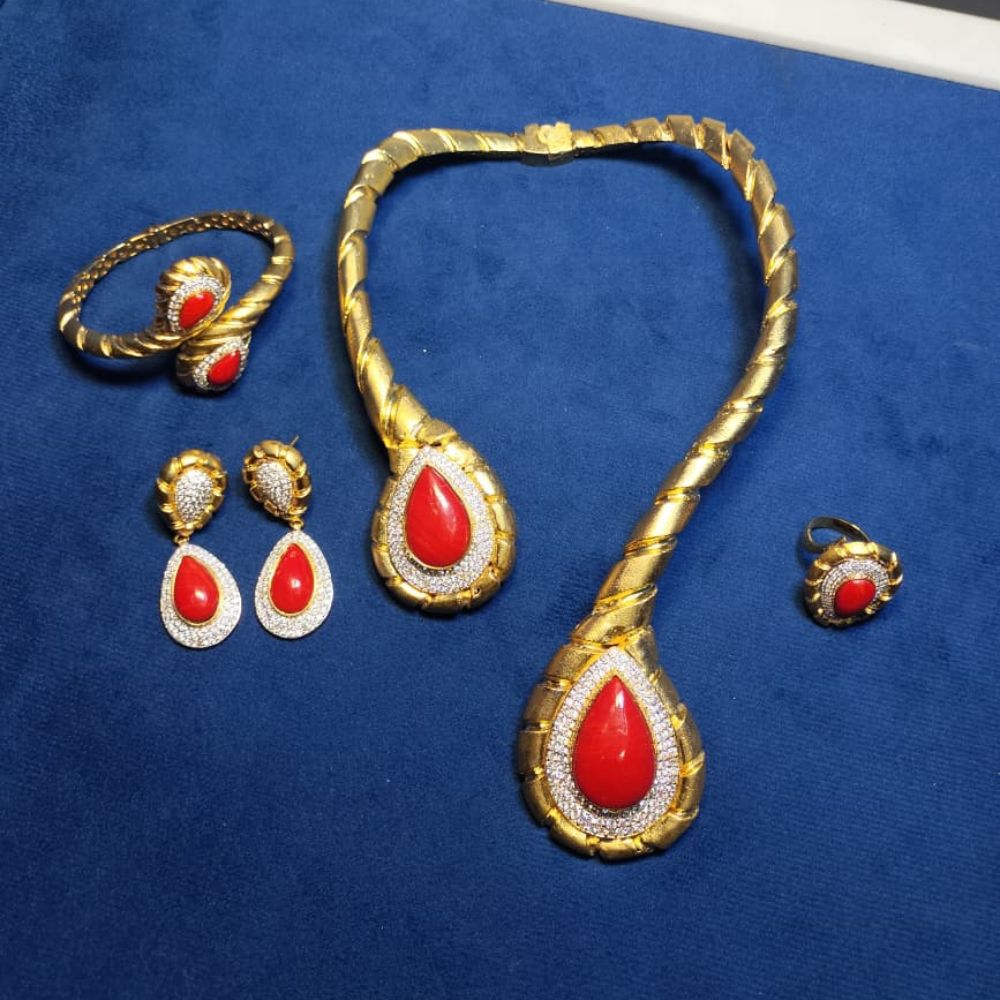 925 Sterling Silver Heavy Gold Plated 4 pc Set