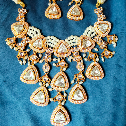 Luxury Kunda Style Polki Stone Jewelry Set