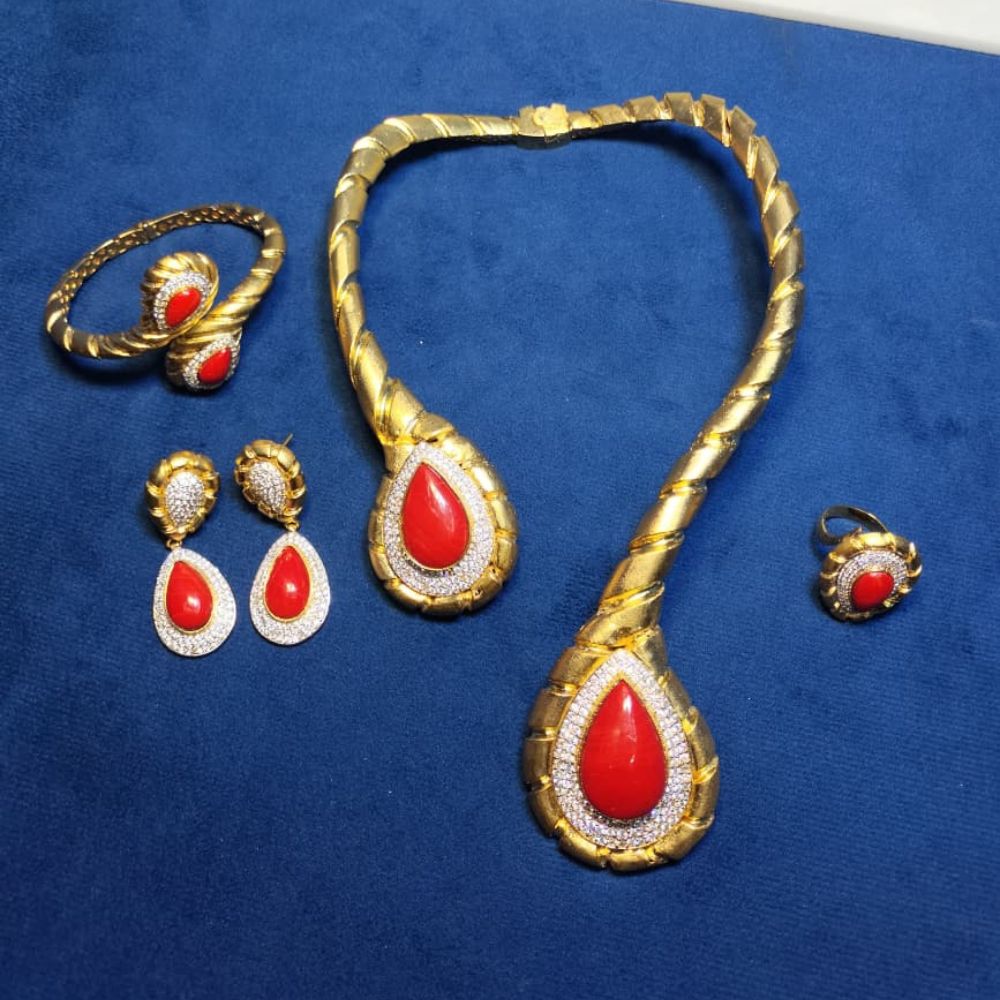 925 Sterling Silver Heavy Gold Plated 4 pc Set