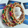 Luxury Big Stone Green and Ruby Kundan Bangles
