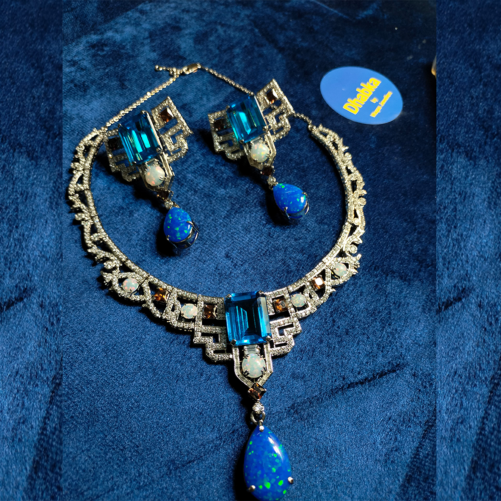 925 Sterling Luxury Opal Stone Jewelry Set