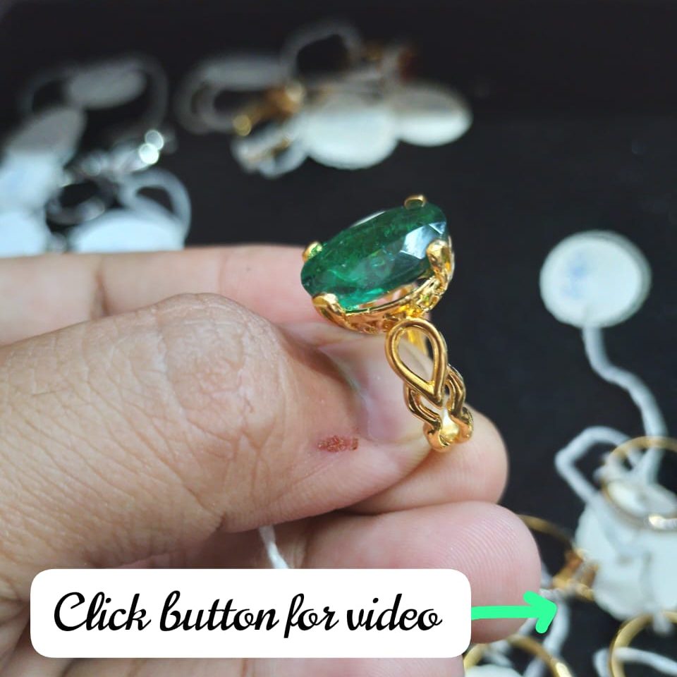 925 Sterling Silver Luxury Big Zircon Stone Gold Plated Ring