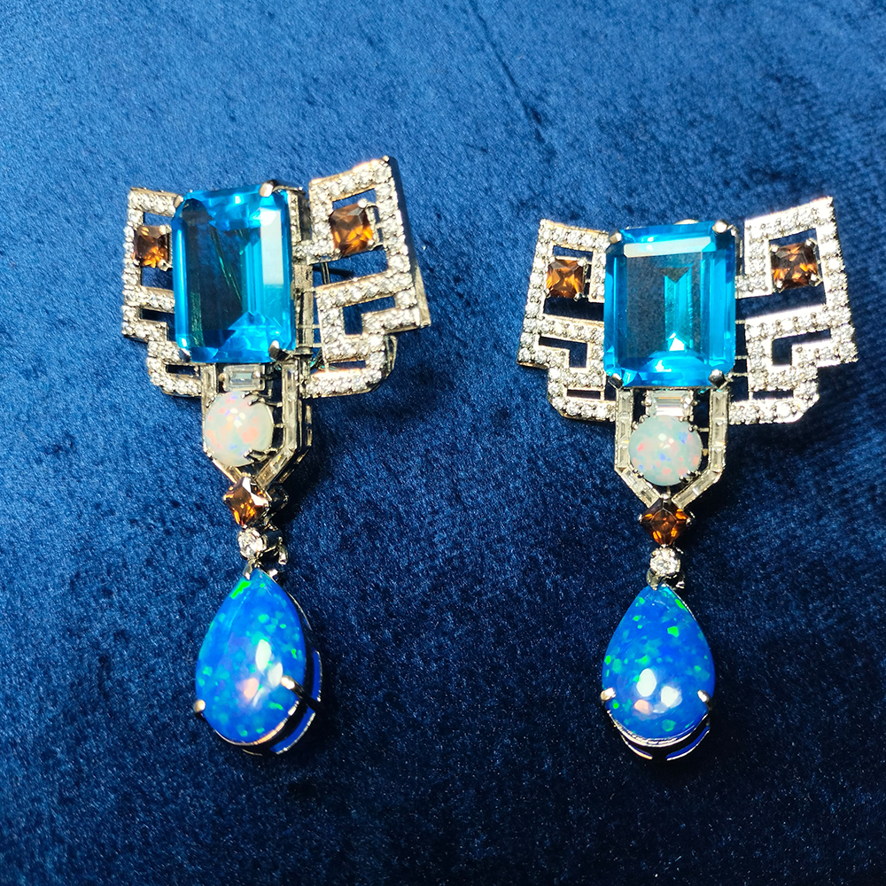 925 Sterling Luxury Opal Stone Jewelry Set