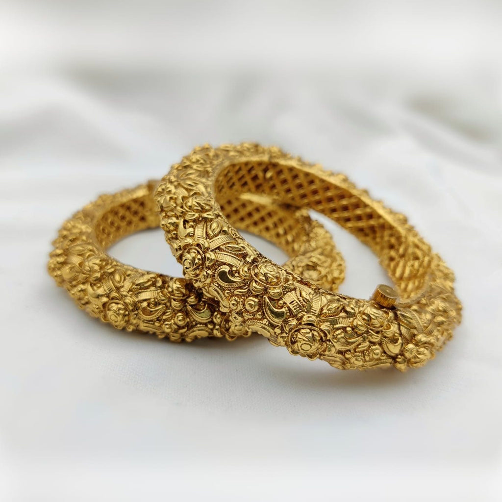 High Quality Antique real Gold Plated Bangle Pair openable