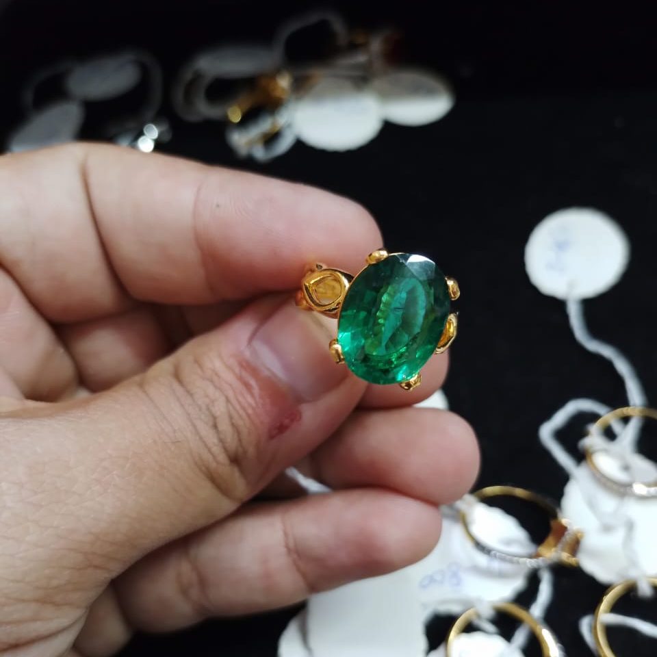 925 Sterling Silver Luxury Big Zircon Stone Gold Plated Ring