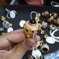 925 Sterling Silver Chandi Big Luxury Gold Plated Ring