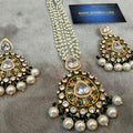 925 Sterling Silver Zircon Set with Green Meenakari