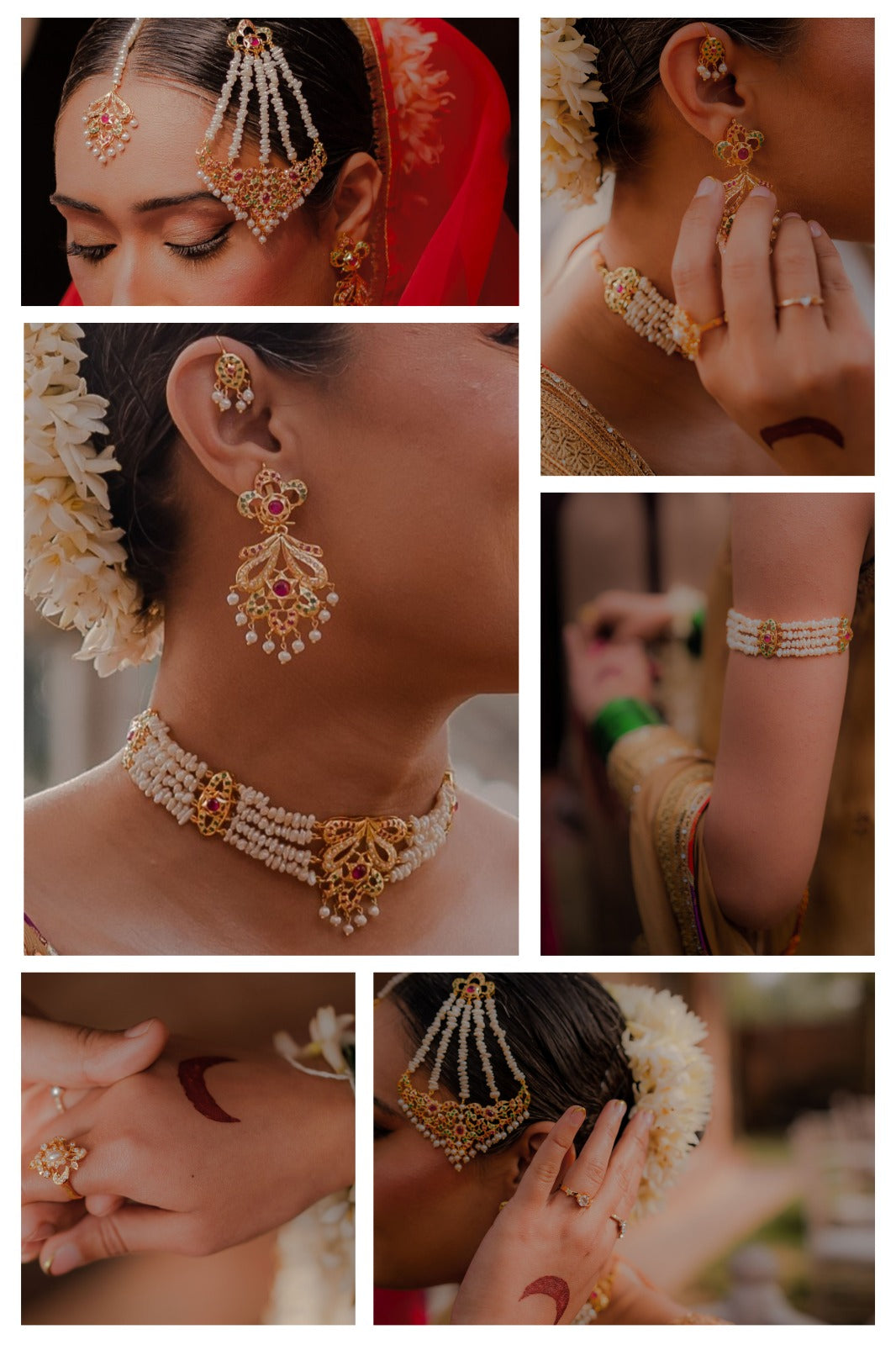 925 Sterling Silver Bridal Set with Real Pearls