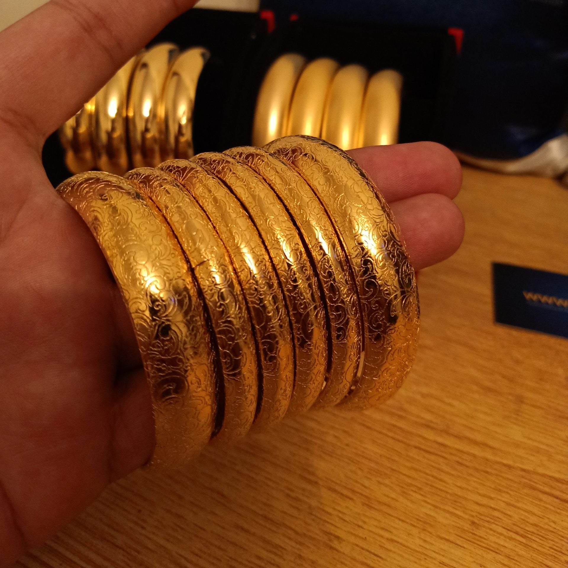 Royal Gold Plated 6 pc Bangle set Calligraphy
