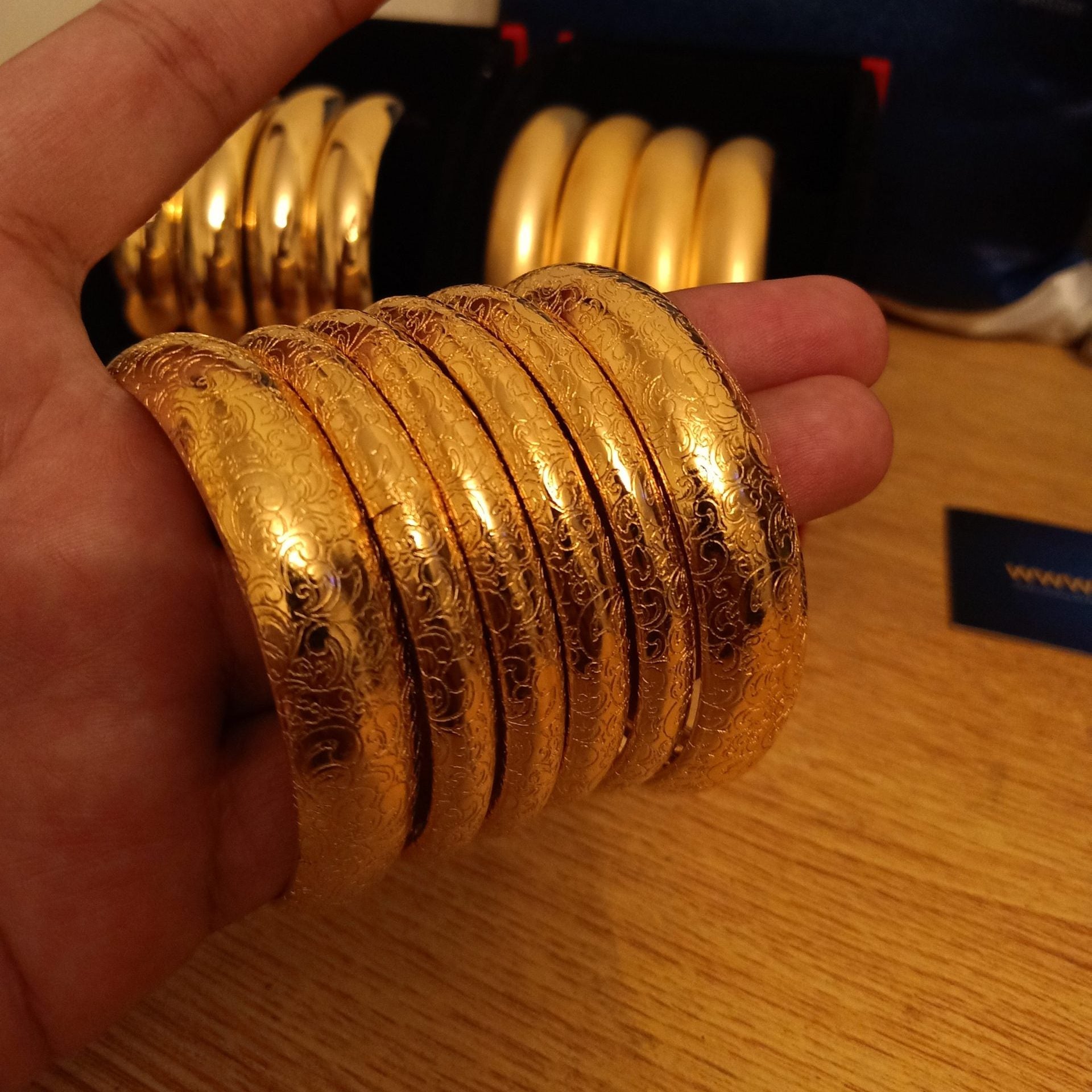 Royal Gold Plated 6 pc Bangle set Calligraphy