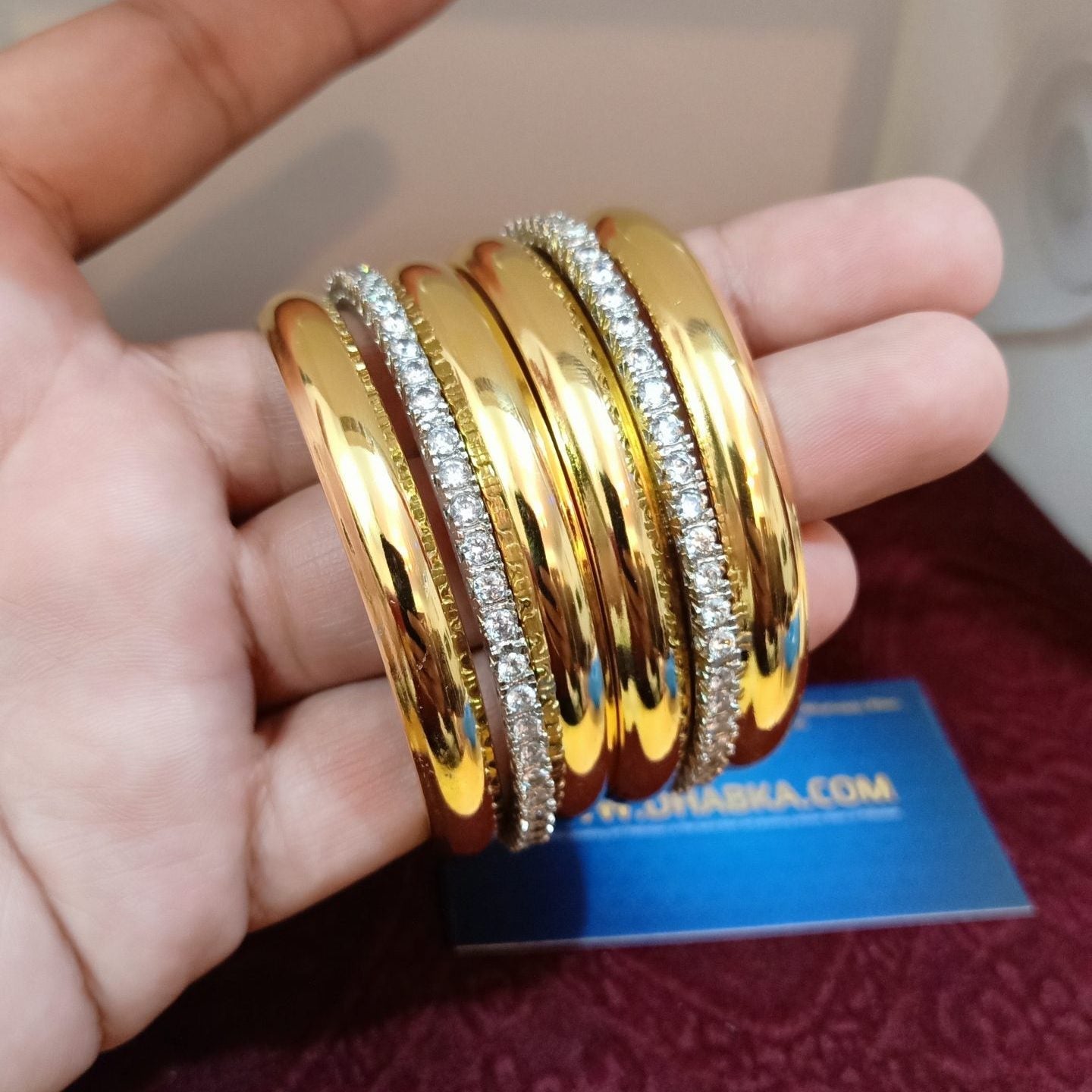 Dhabka Luxury Royal 4 pc shine 2 Stone Bangles