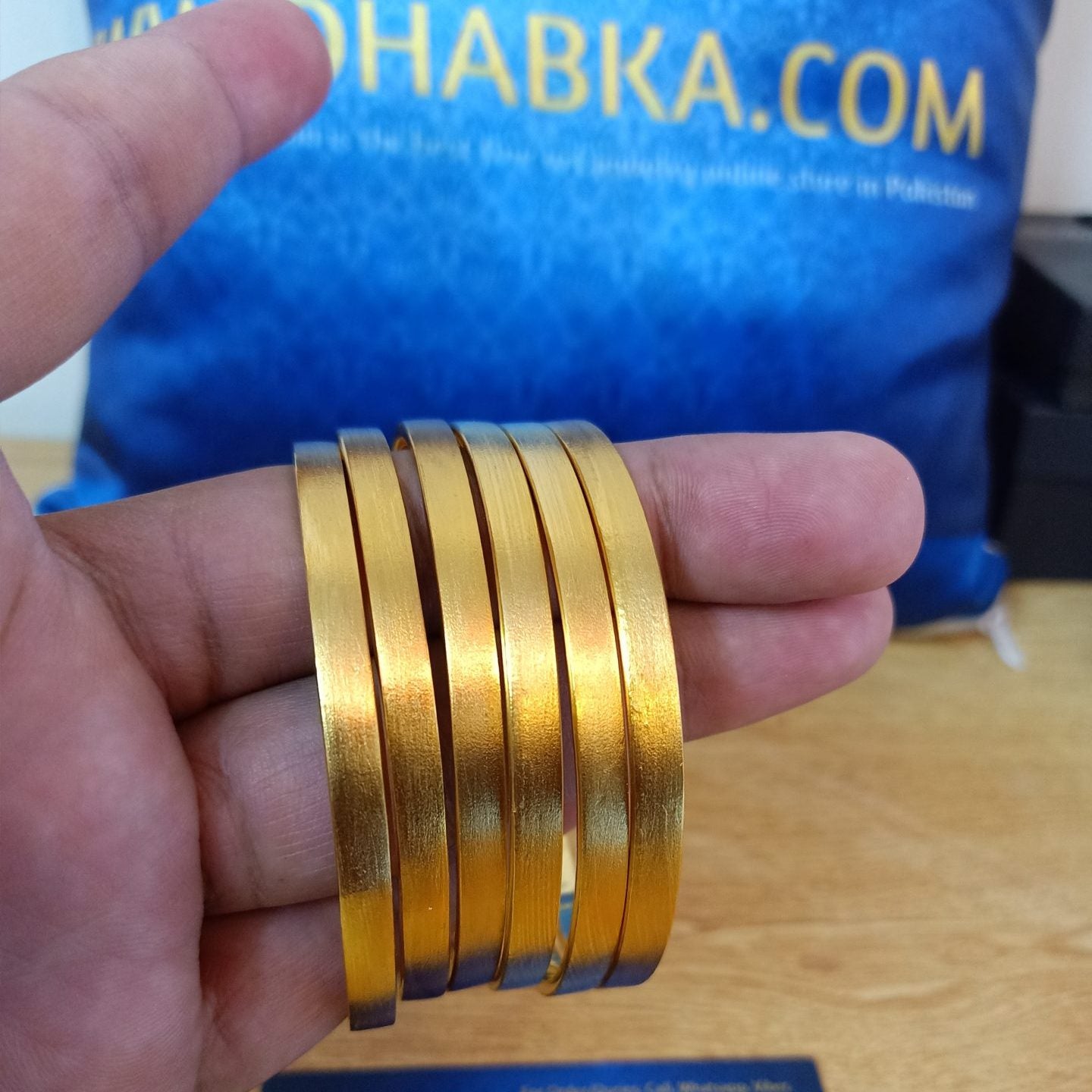 Dhabka 6 Pc Matt Gold Plated Plain Bangles (Top Seller)