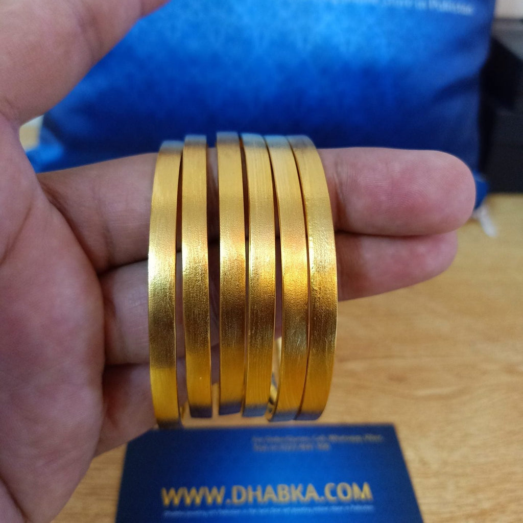 Dhabka 6 Pc Matt Gold Plated Plain Bangles (Top Seller)
