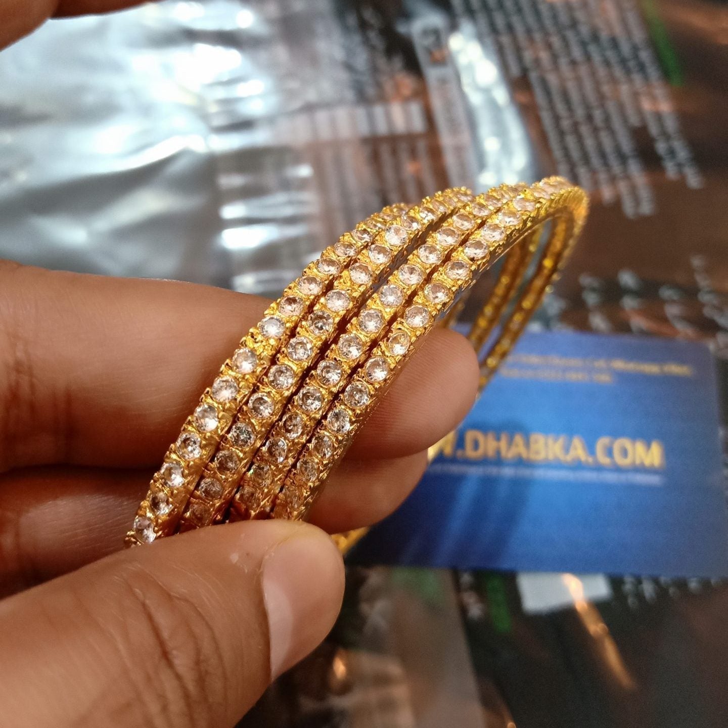 Royal Luxury Zircon Gold Plated 4 pc Bangles