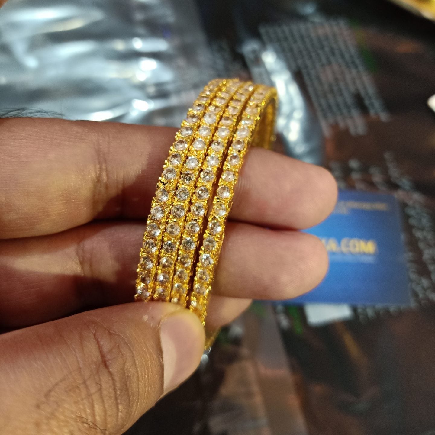 Royal Luxury Zircon Gold Plated 4 pc Bangles
