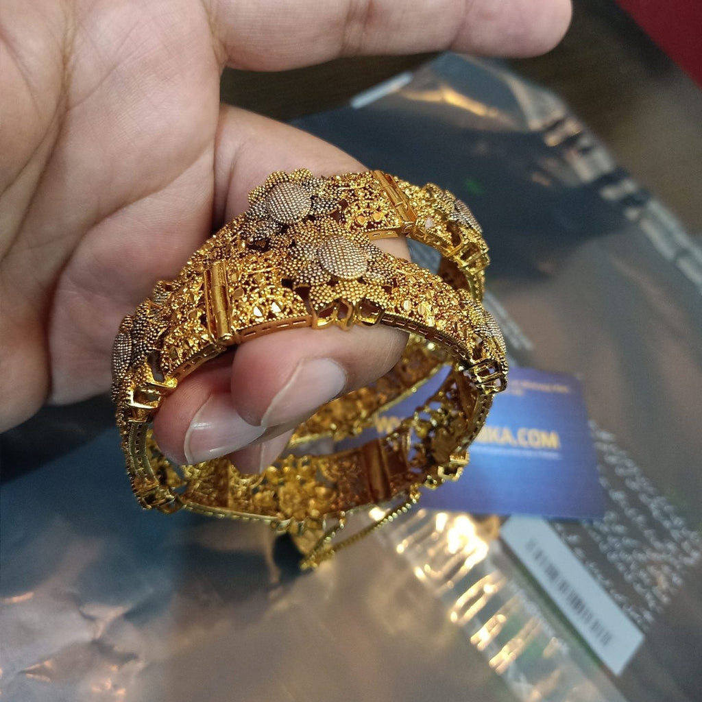 Luxury Class Gold Plated Rhodium Bangle Pair