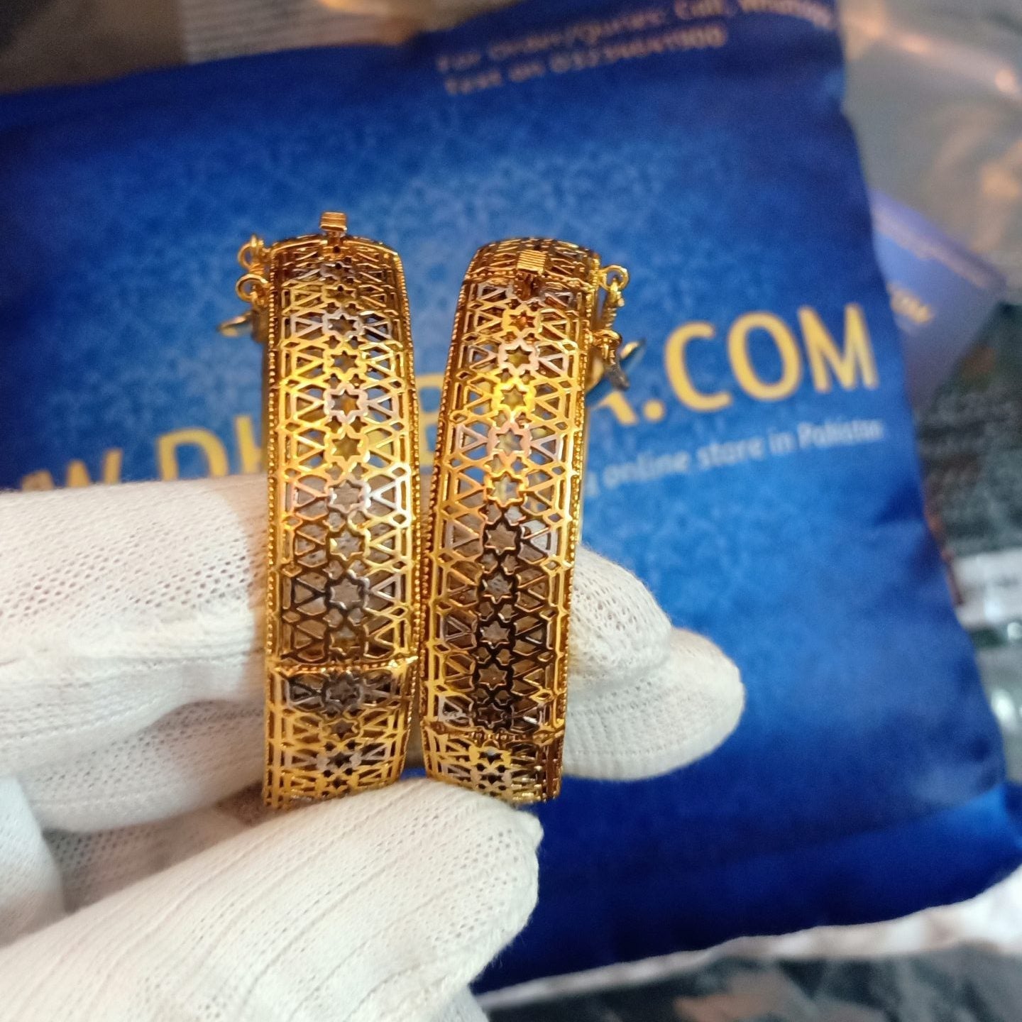 Luxury Class Gold Plated Rhodium Bangle Pair