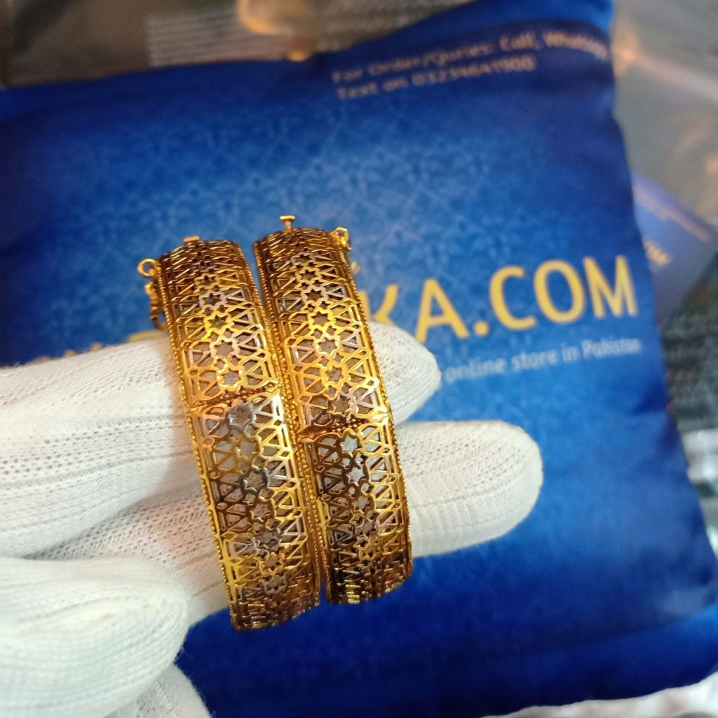 Luxury Class Gold Plated Rhodium Bangle Pair