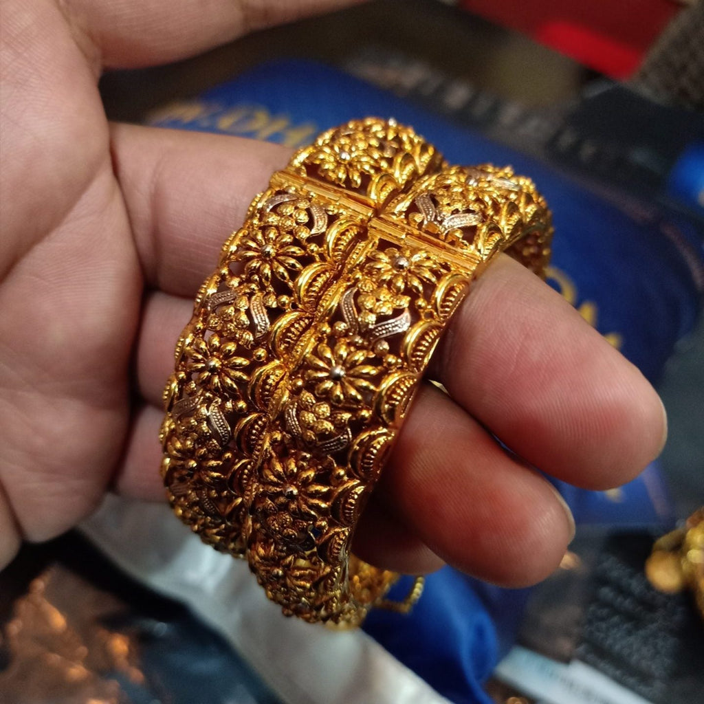 Royal Luxury Gold Plated Rhodium Bangle Pair