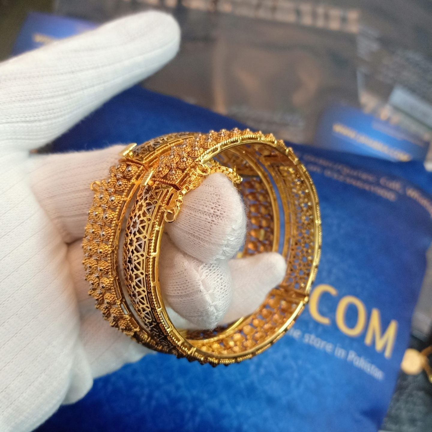 Luxury Class Gold Plated Mix Bangle Pair
