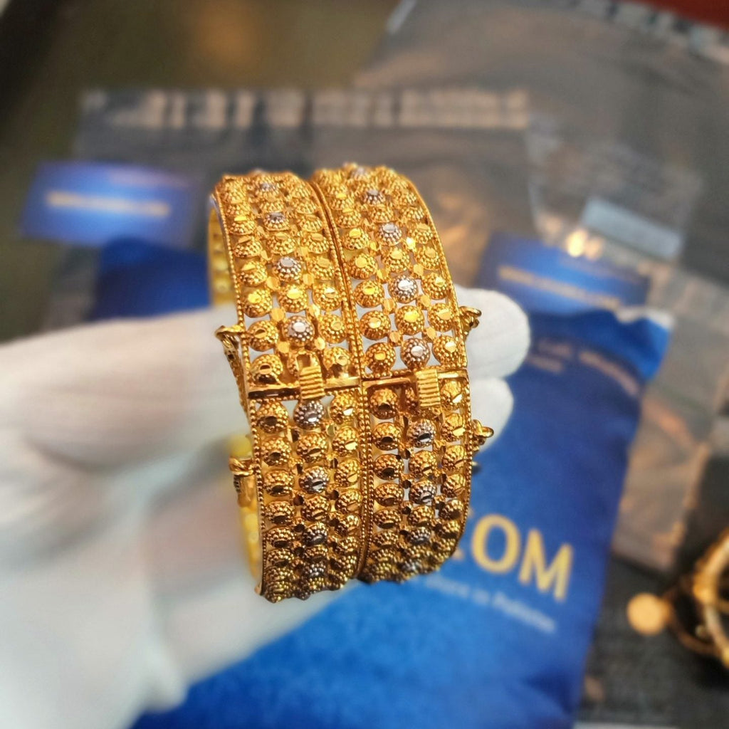 Luxury Class Gold Plated Bangle Rhodium Plated Bangle Pair