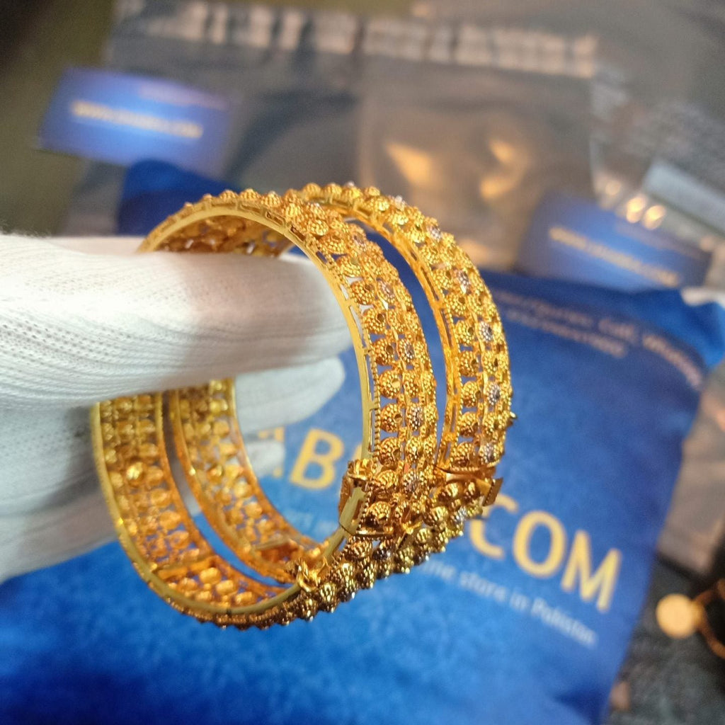 Luxury Class Gold Plated Bangle Rhodium Plated Bangle Pair