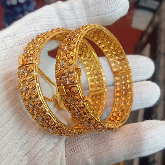 Luxury Class Gold Plated Bangle Rhodium Plated Bangle Pair