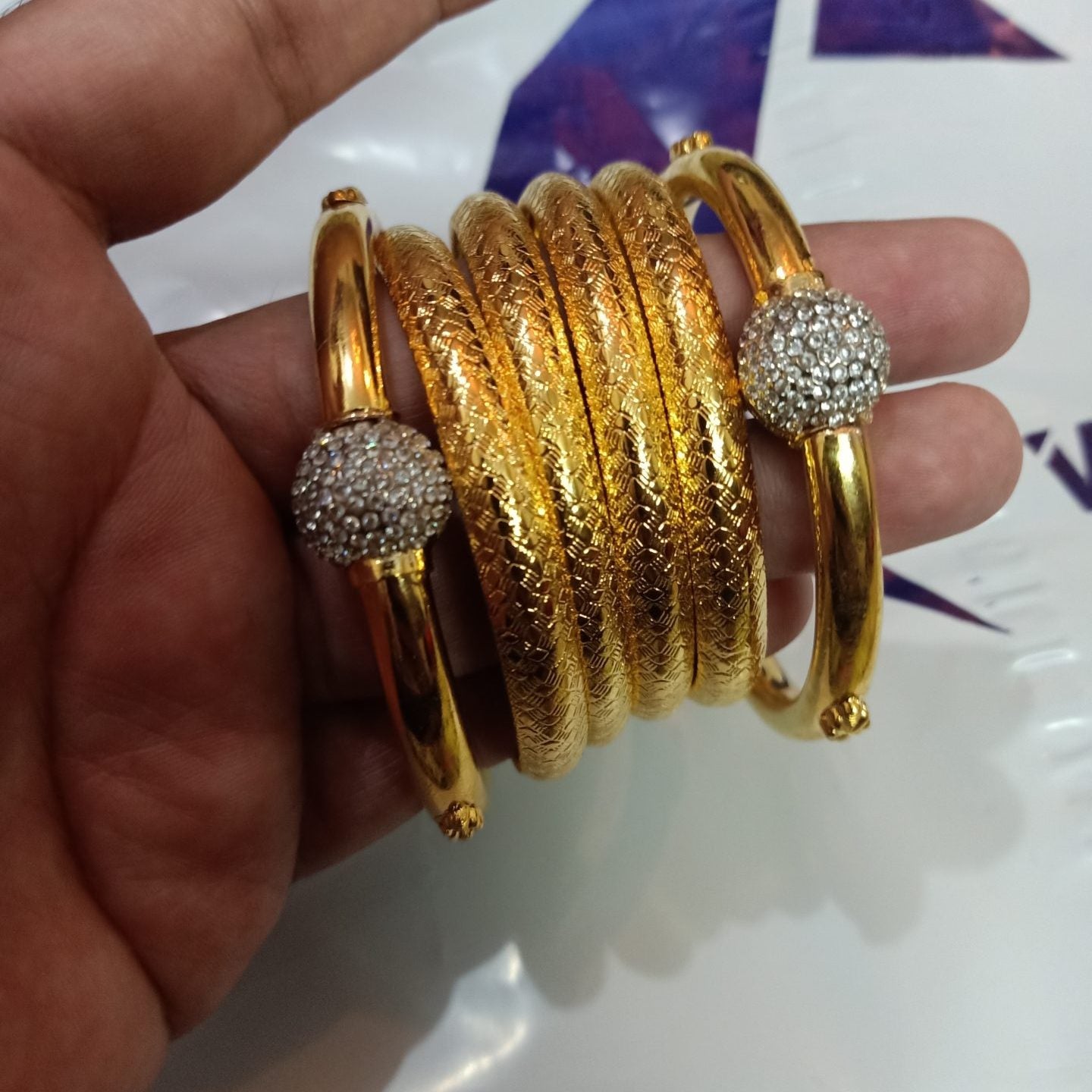 Luxury Class Real Gold Plated 6 Pc Bangle Set