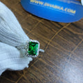925 Sterling Silver Green Stone Dimond Look Ring