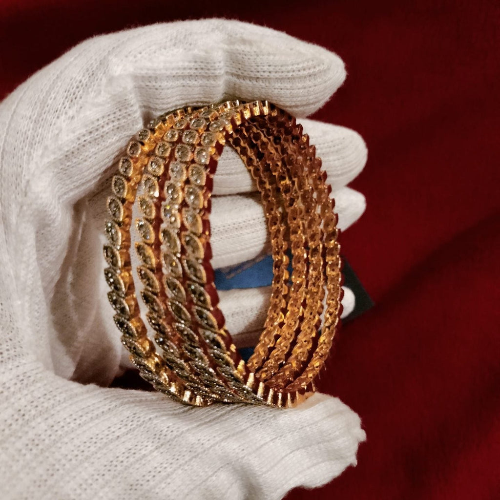 Luxury Designer Gold Plated Rhodium Plated 4 Pc Bangle Set