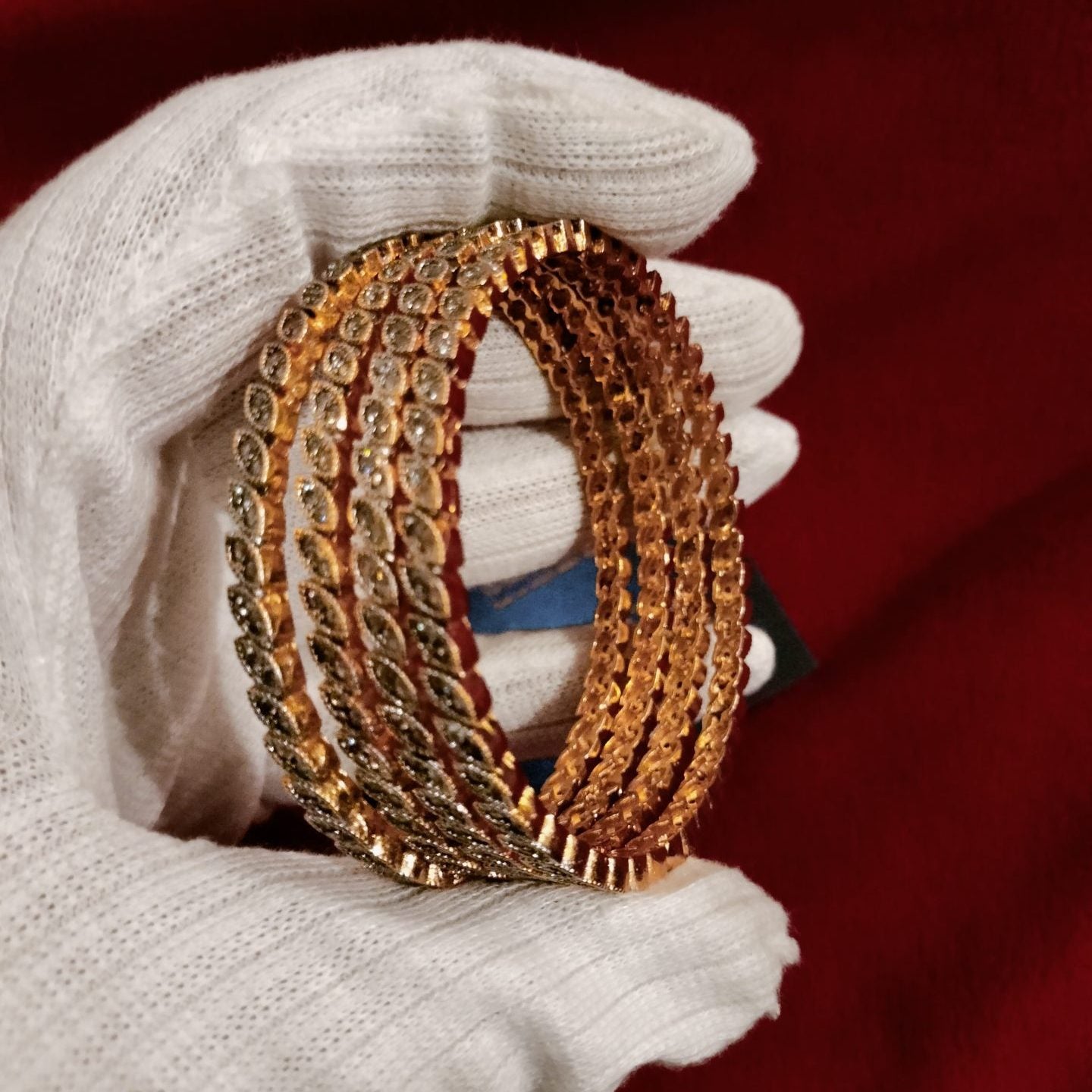 Luxury Designer Gold Plated Rhodium Plated 4 Pc Bangle Set