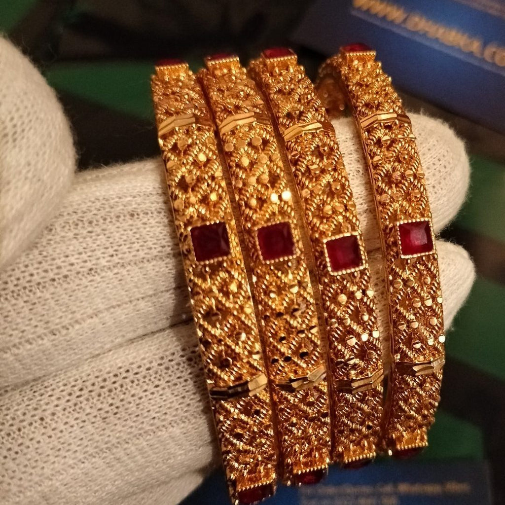 Luxury Ethnic Designer Gold Plated 4 Pc Bangle Set