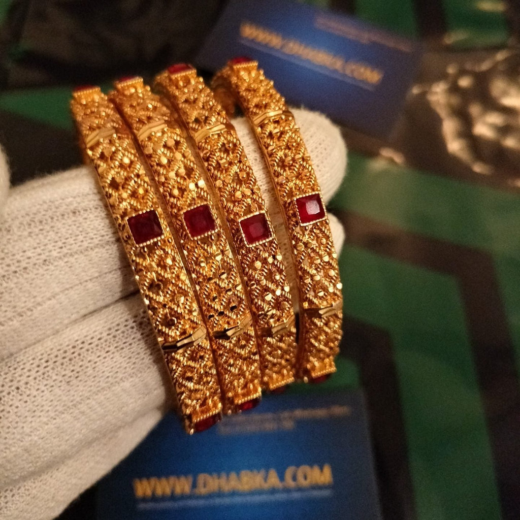 Luxury Ethnic Designer Gold Plated 4 Pc Bangle Set