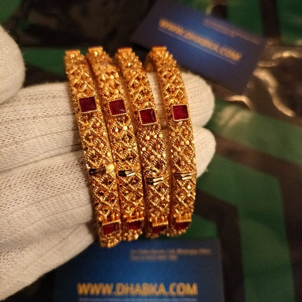 Luxury Ethnic Designer Gold Plated 4 Pc Bangle Set