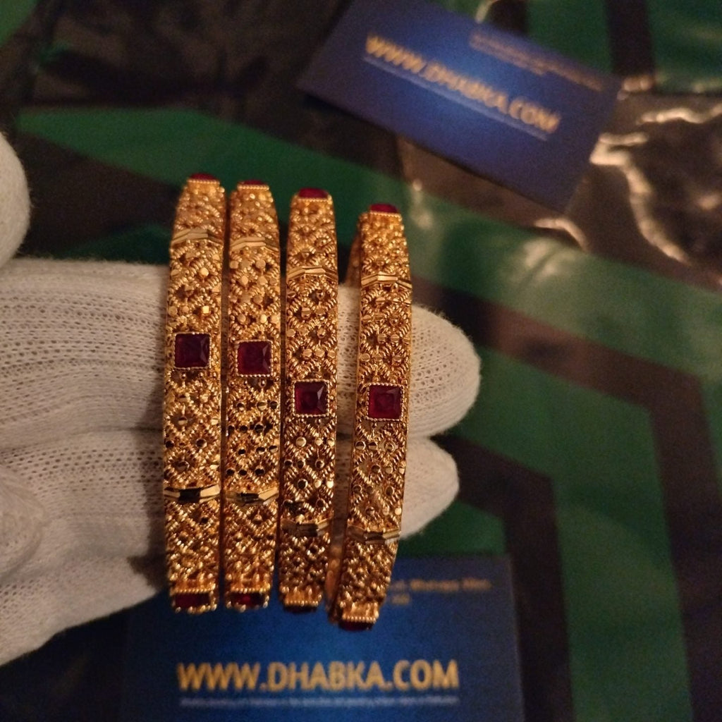 Luxury Ethnic Designer Gold Plated 4 Pc Bangle Set