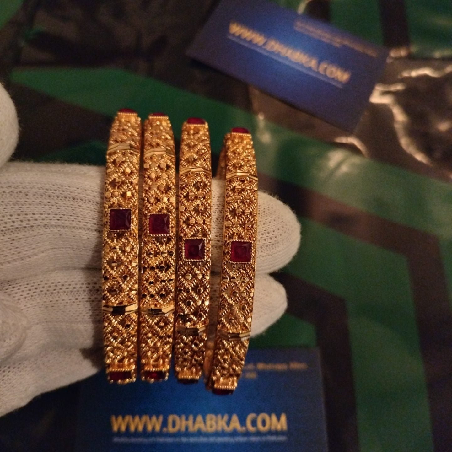Luxury Ethnic Designer Gold Plated 4 Pc Bangle Set