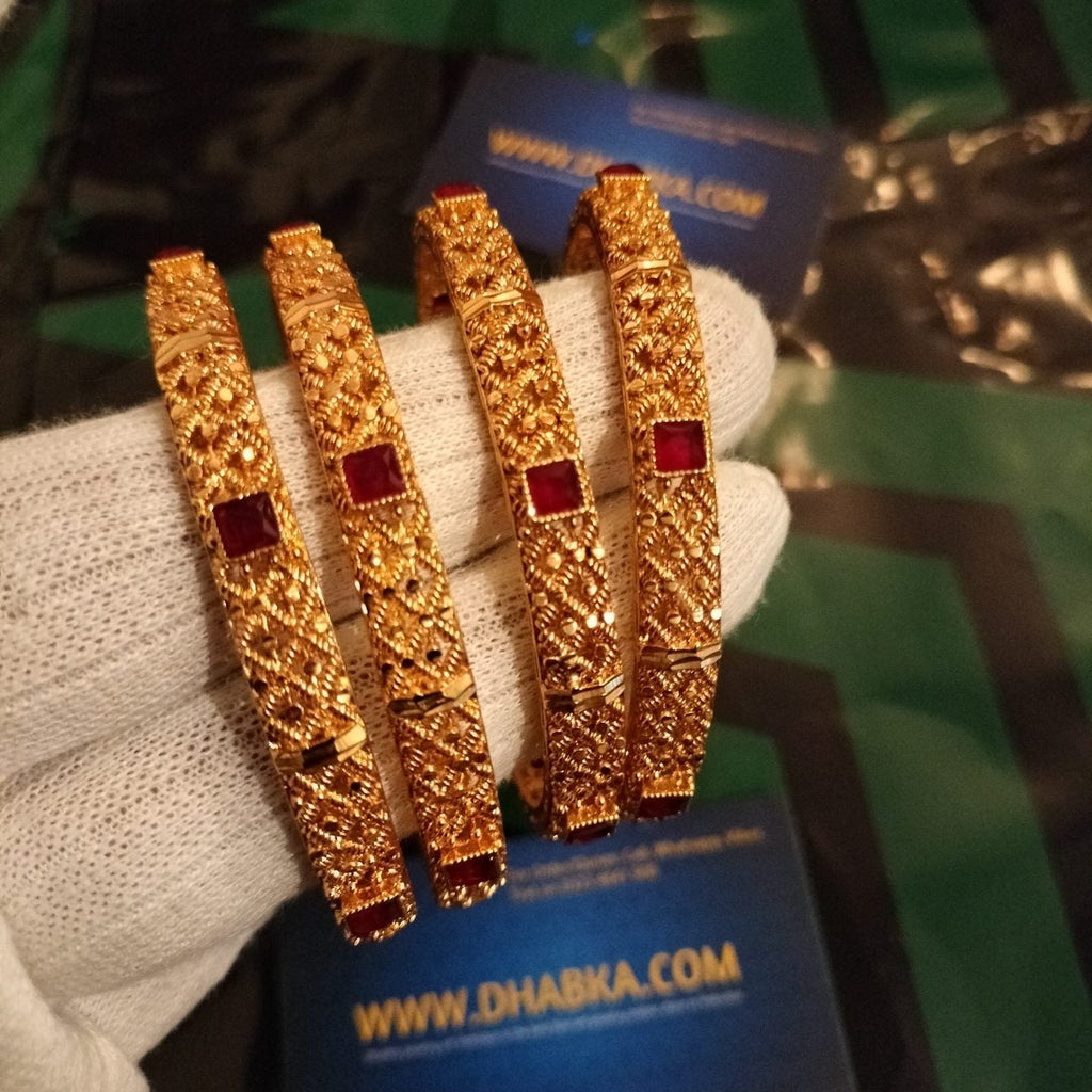 Luxury Ethnic Designer Gold Plated 4 Pc Bangle Set