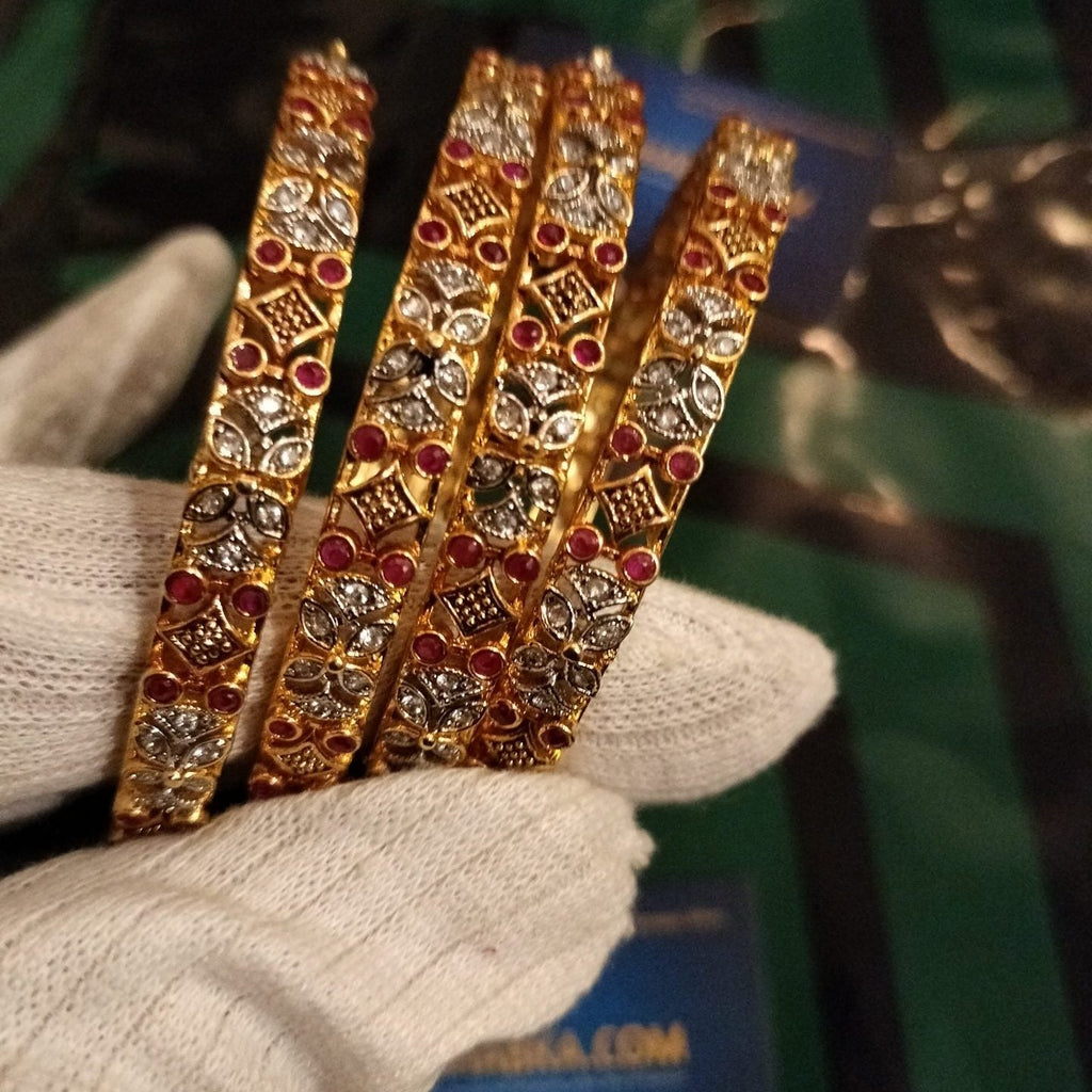 Luxury Designer Gold Plated 4 Pc Bangle Set
