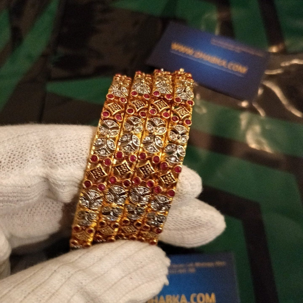 Luxury Designer Gold Plated 4 Pc Bangle Set