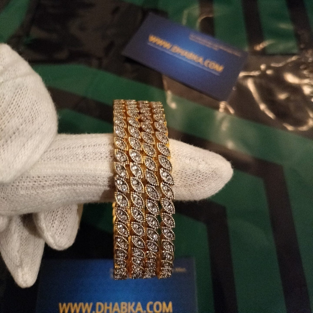 Luxury Designer Gold Plated Rhodium Plated 4 Pc Bangle Set