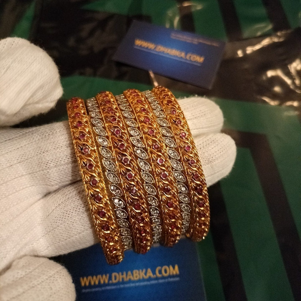 Luxury Designer Gold Plated Rhodium Plated 7 Pc Bangle Set